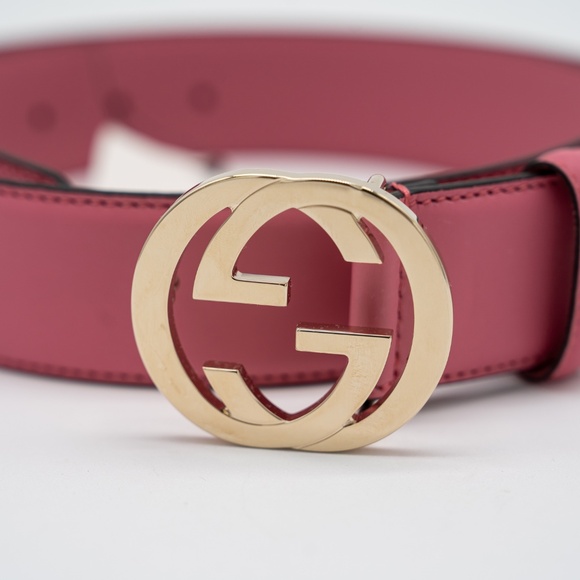 size 90 Gucci Blondie Belt Pink GG Gold Buckle Leather - Picture 2 of 5